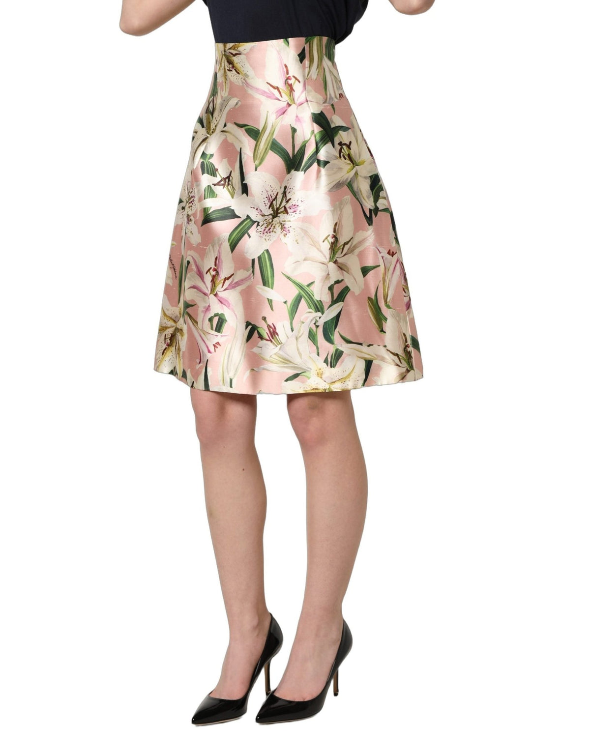 Dolce & Gabbana Pink Lilium High Waist Knee Length Skirt - HBPS Beauty & Fashion
