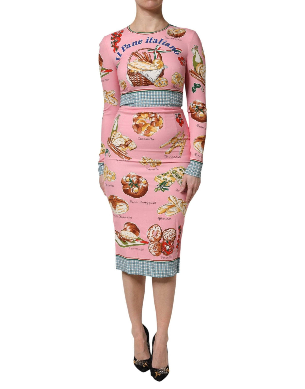 Dolce & Gabbana Pink Pastry Print Bodycon Sheath Midi Dress - HBPS Beauty & Fashion