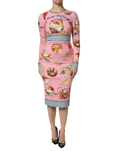 Dolce & Gabbana Pink Pastry Print Bodycon Sheath Midi Dress - HBPS Beauty & Fashion