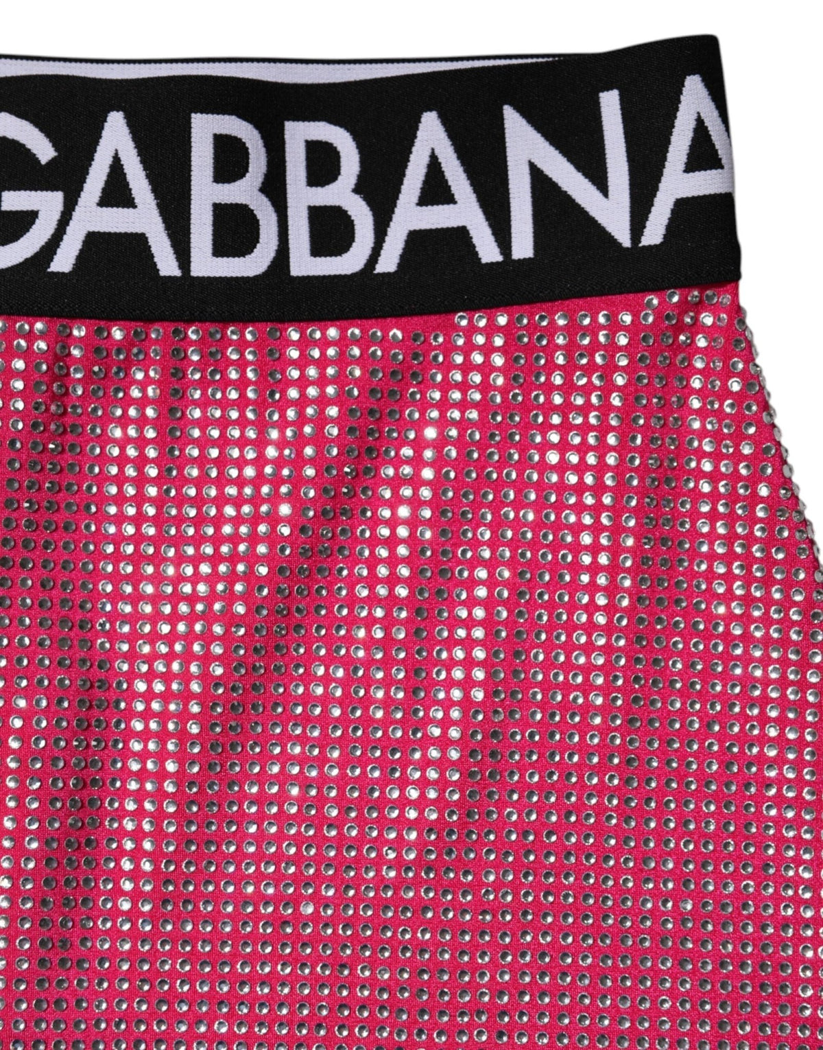 Dolce & Gabbana Pink Rhinestone Embellished Logo Mini Skirt - HBPS Beauty & Fashion