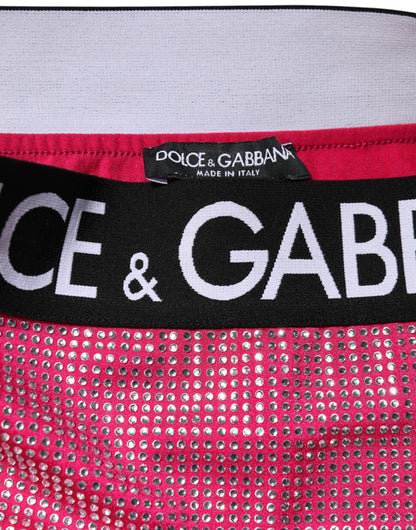Dolce & Gabbana Pink Rhinestone Embellished Logo Mini Skirt - HBPS Beauty & Fashion