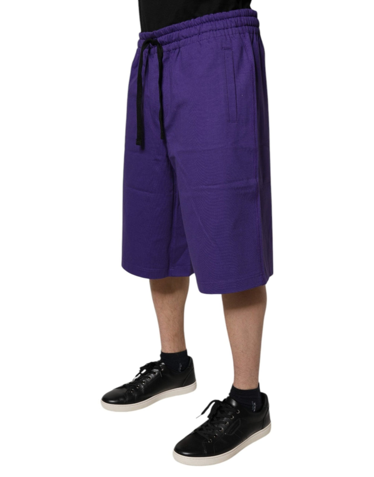 Dolce & Gabbana Purple Cotton Men Bermuda Sweatshorts Shorts - HBPS Beauty & Fashion