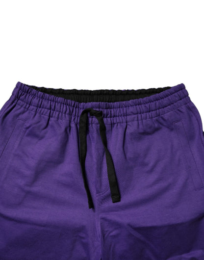 Dolce & Gabbana Purple Cotton Men Bermuda Sweatshorts Shorts - HBPS Beauty & Fashion