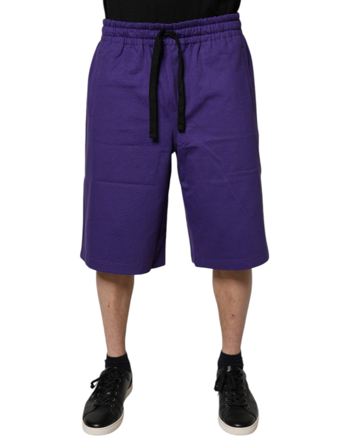 Dolce & Gabbana Purple Cotton Men Bermuda Sweatshorts Shorts - HBPS Beauty & Fashion