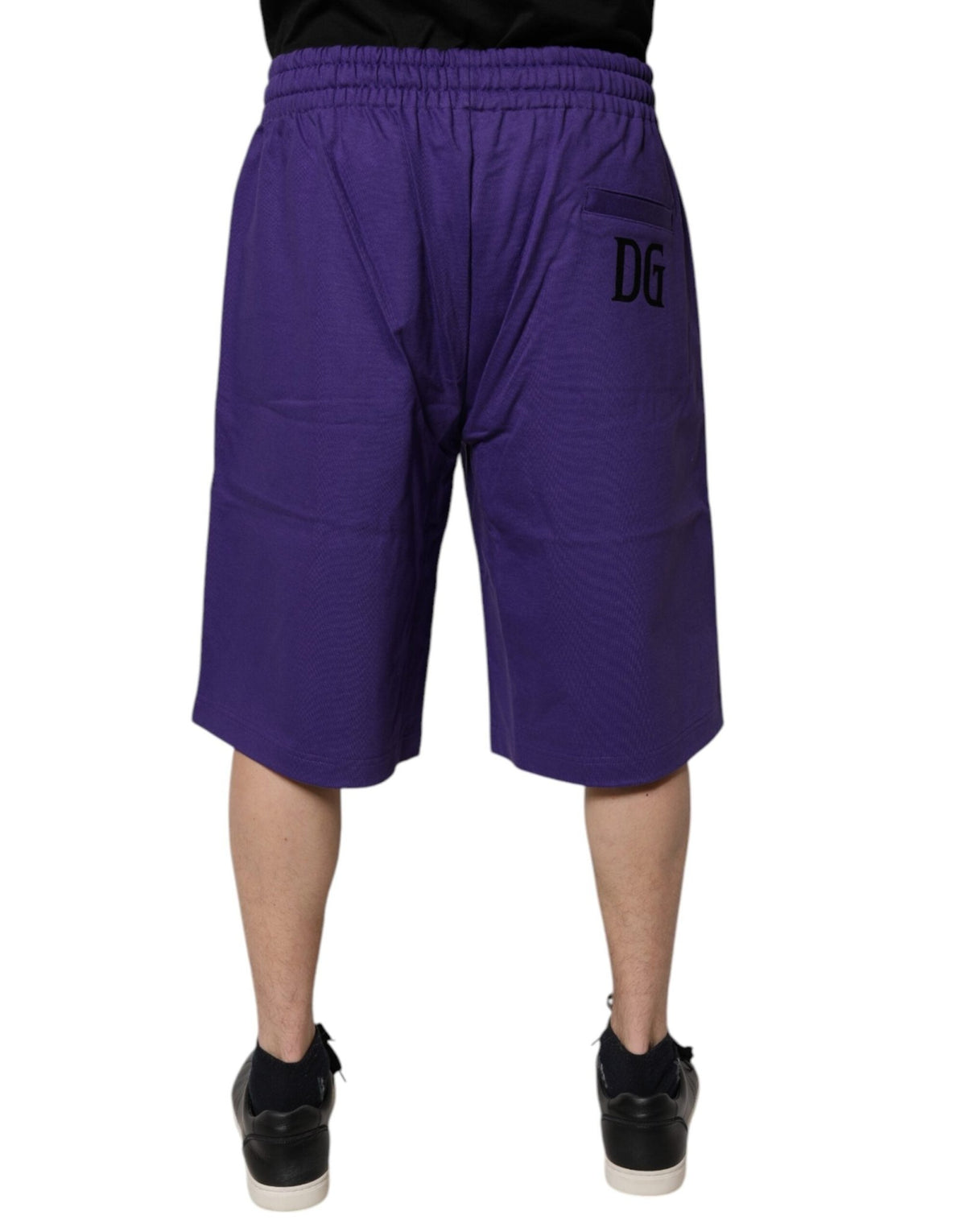 Dolce & Gabbana Purple Cotton Men Bermuda Sweatshorts Shorts - HBPS Beauty & Fashion