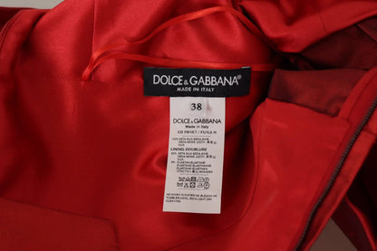 Dolce & Gabbana Red A-line Pleated Satin Silk Dress - HBPS Beauty & Fashion