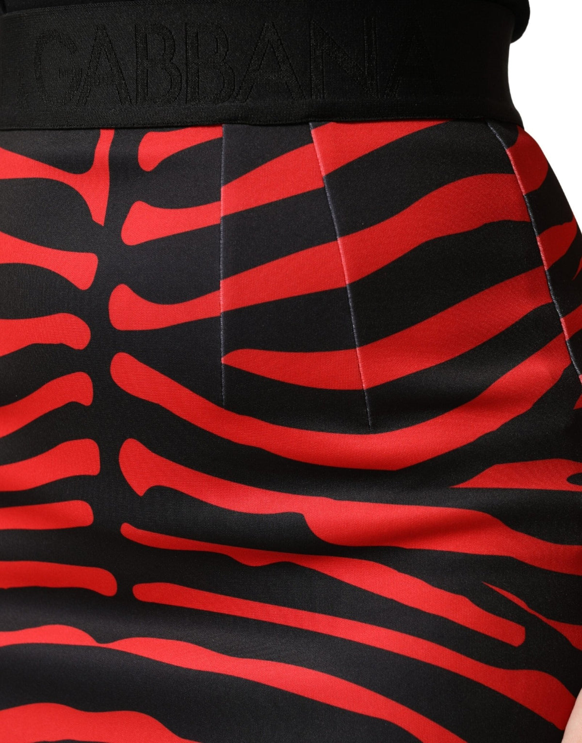 Dolce & Gabbana Red Black Zebra Print Polyester Pencil Midi Skirt - HBPS Beauty & Fashion