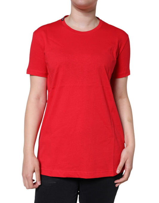 Dolce & Gabbana Red Cotton Crew Neck Short Sleeve Tee T-shirt - HBPS Beauty & Fashion