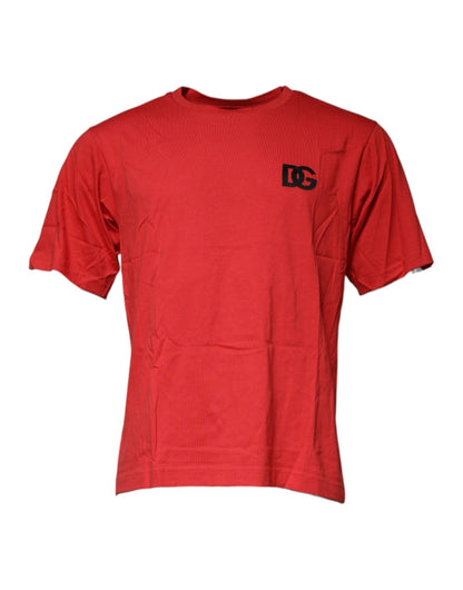Dolce & Gabbana Red DG Logo Cotton Crew Neck T-shirt - HBPS Beauty & Fashion