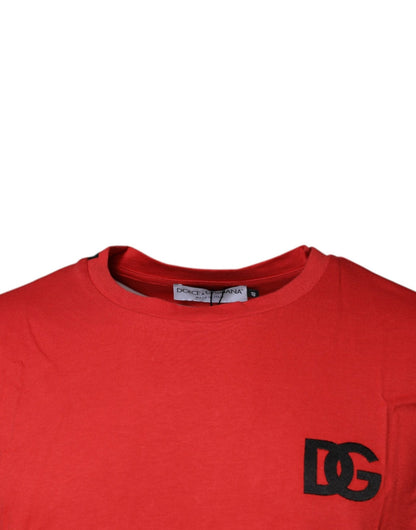 Dolce & Gabbana Red DG Logo Cotton Crew Neck T-shirt - HBPS Beauty & Fashion