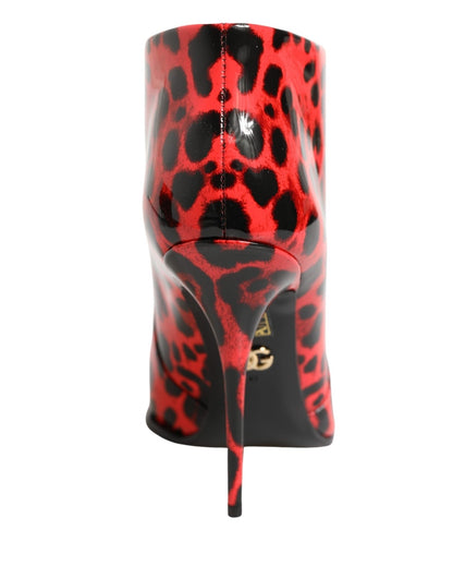 Dolce & Gabbana Red Leopard Cardinale Ankle Boots Shoes - HBPS Beauty & Fashion