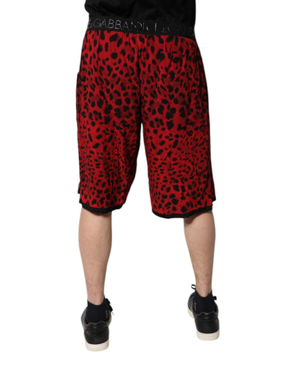 Dolce & Gabbana Red Leopard Print Viscose Bermuda Shorts - HBPS Beauty & Fashion
