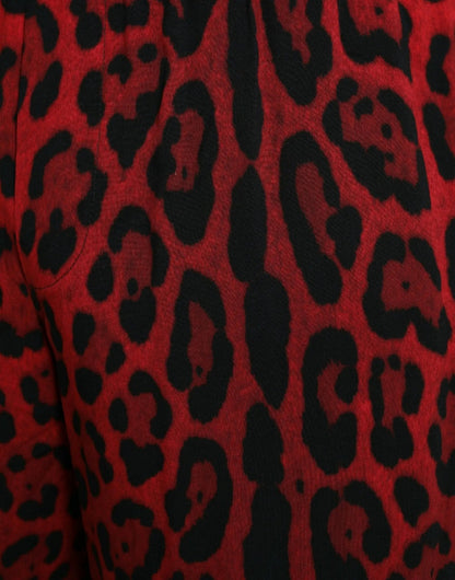 Dolce & Gabbana Red Leopard Print Viscose Bermuda Shorts - HBPS Beauty & Fashion