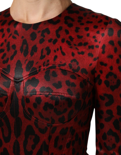 Dolce & Gabbana Red Leopard Sheath Long Sleeves Dress - HBPS Beauty & Fashion