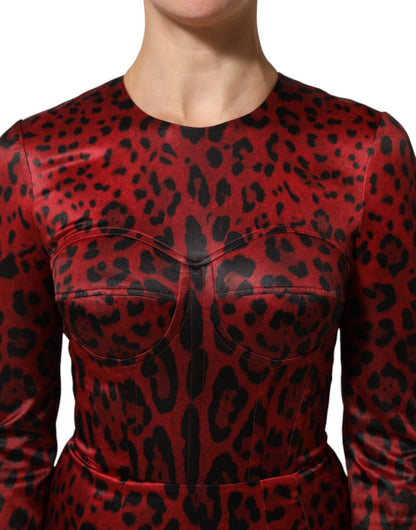 Dolce & Gabbana Red Leopard Sheath Long Sleeves Dress - HBPS Beauty & Fashion