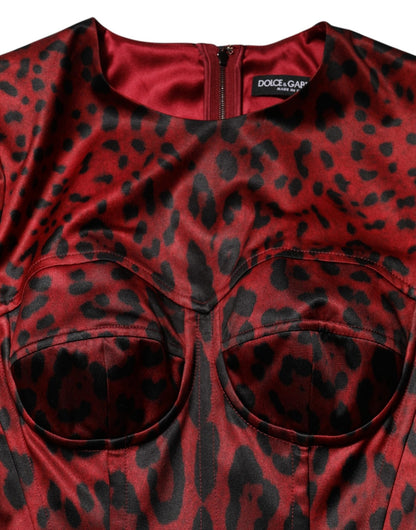 Dolce & Gabbana Red Leopard Sheath Long Sleeves Dress - HBPS Beauty & Fashion