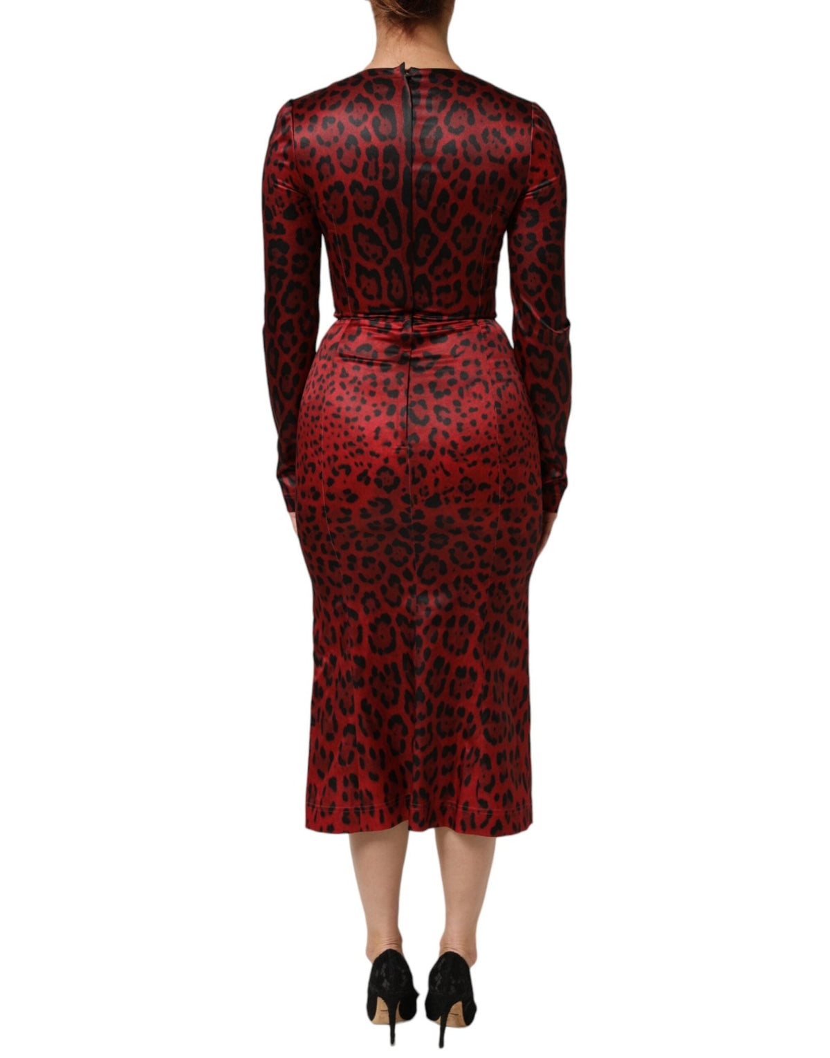 Dolce & Gabbana Red Leopard Sheath Long Sleeves Dress - HBPS Beauty & Fashion