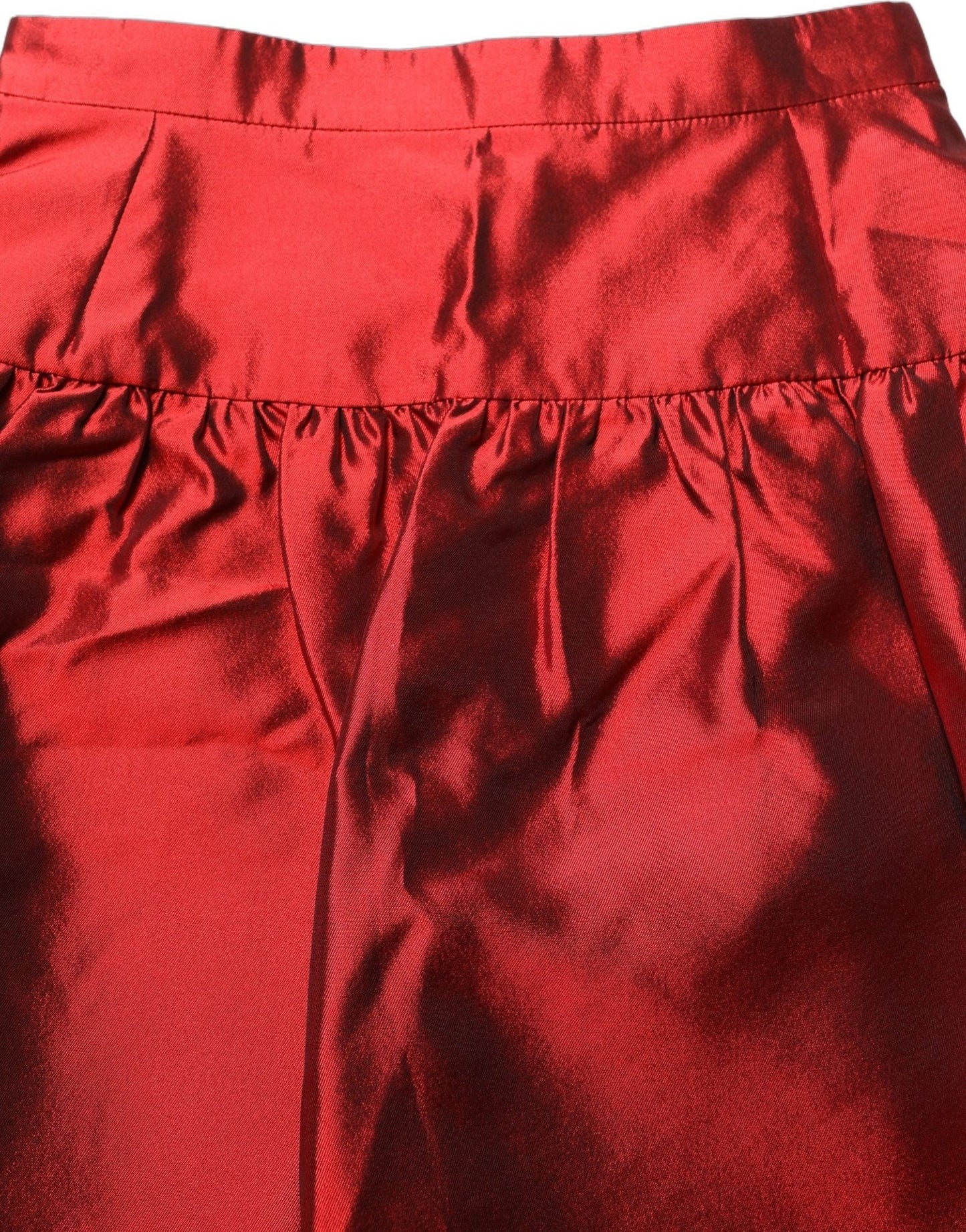 Dolce & Gabbana Red Silk Satin Bubble High Waist Mini Skirt - HBPS Beauty & Fashion