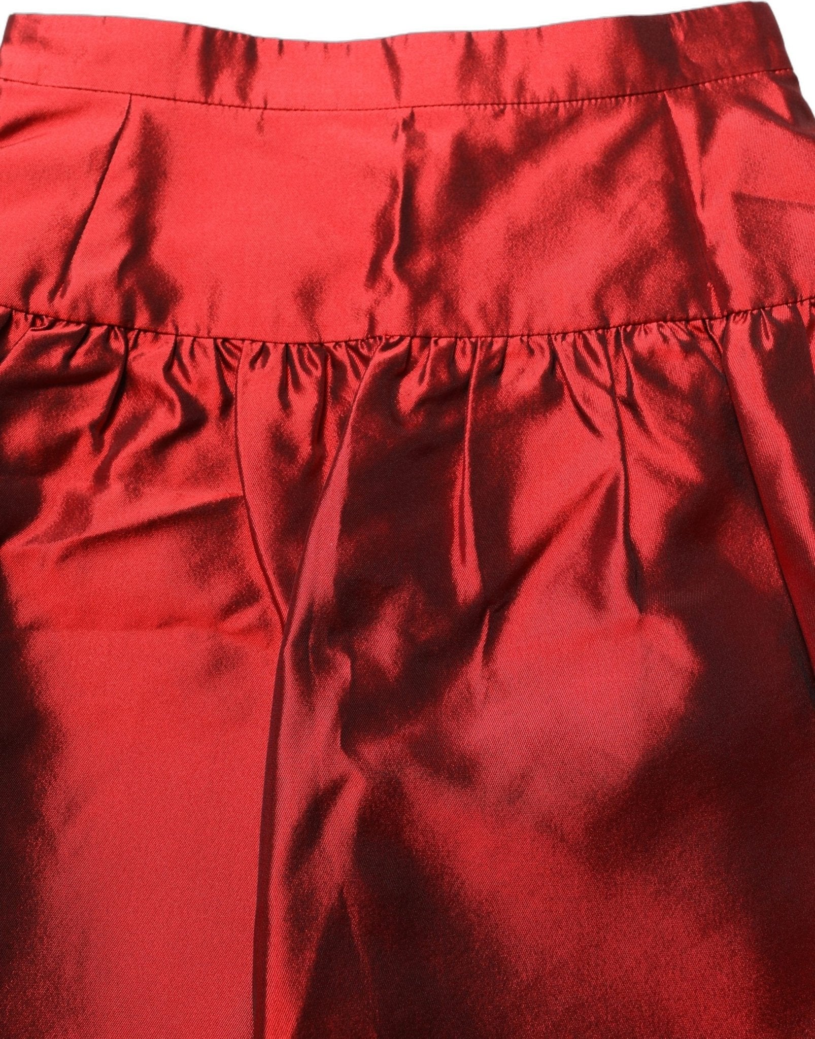 Dolce & Gabbana Red Silk Satin Bubble High Waist Mini Skirt - HBPS Beauty & Fashion