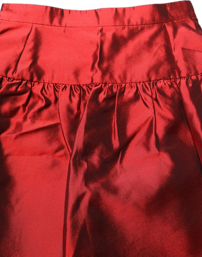 Dolce & Gabbana Red Silk Satin Bubble High Waist Mini Skirt - HBPS Beauty & Fashion