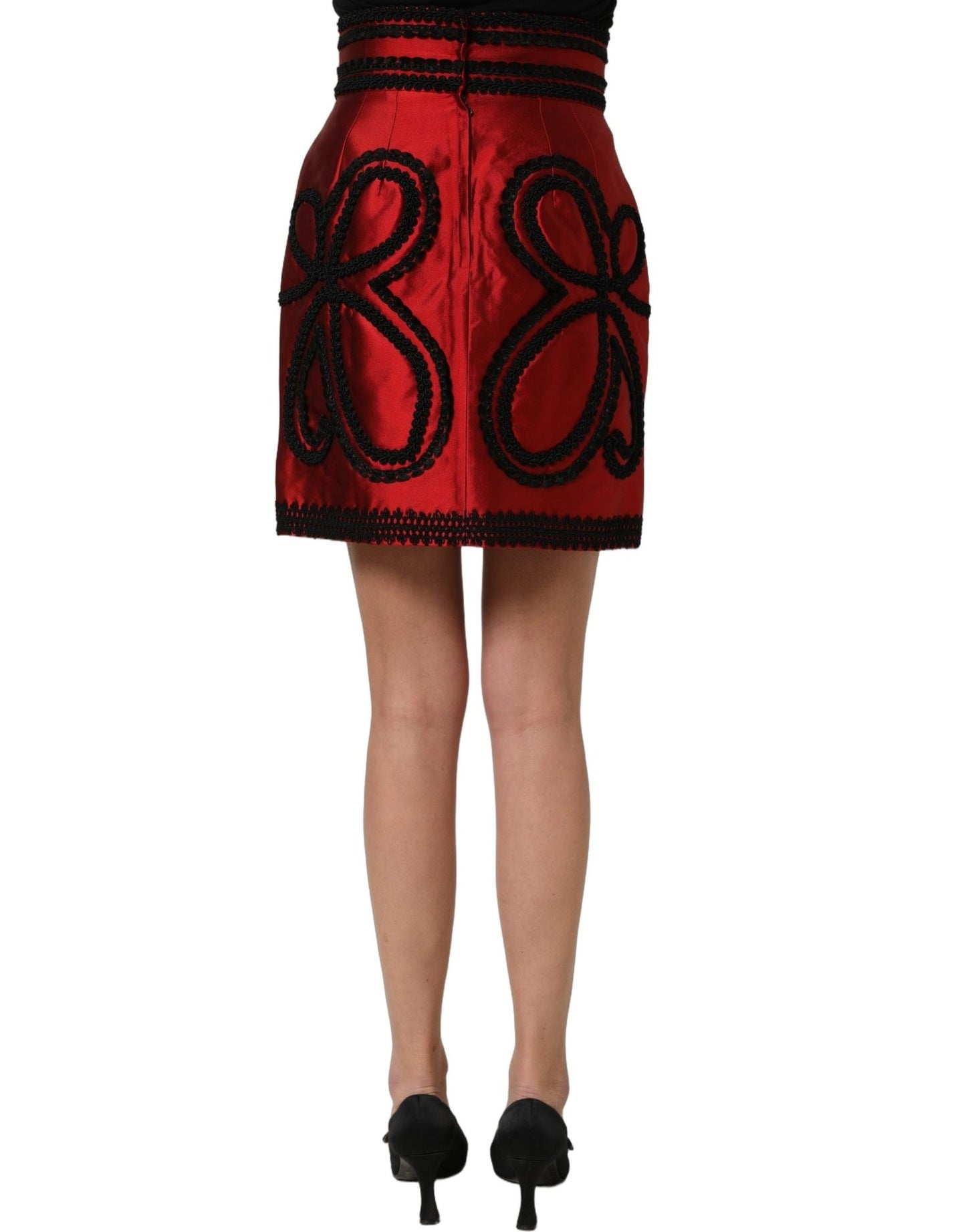 Dolce & Gabbana Red Soutache Embroidery A-line Mini Skirt - HBPS Beauty & Fashion