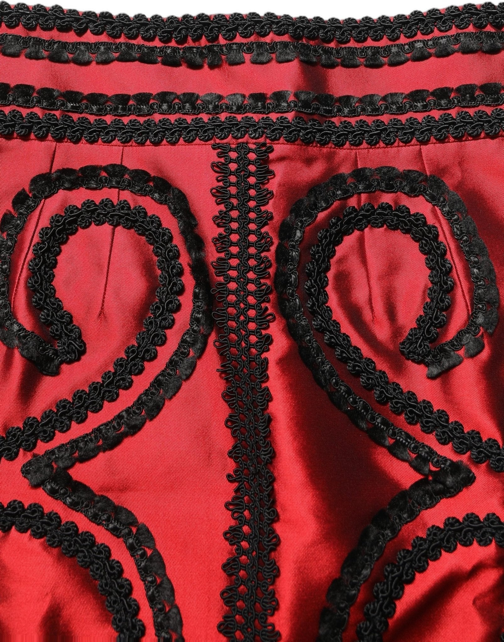 Dolce & Gabbana Red Soutache Embroidery A-line Mini Skirt - HBPS Beauty & Fashion