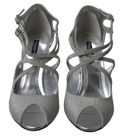 Dolce & Gabbana Silver Shimmers Sandals Heel Pumps Shoes - HBPS Beauty & Fashion
