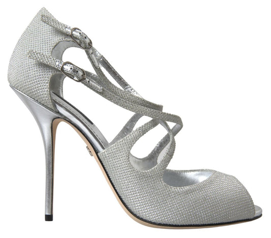 Dolce & Gabbana Silver Shimmers Sandals Heel Pumps Shoes - HBPS Beauty & Fashion