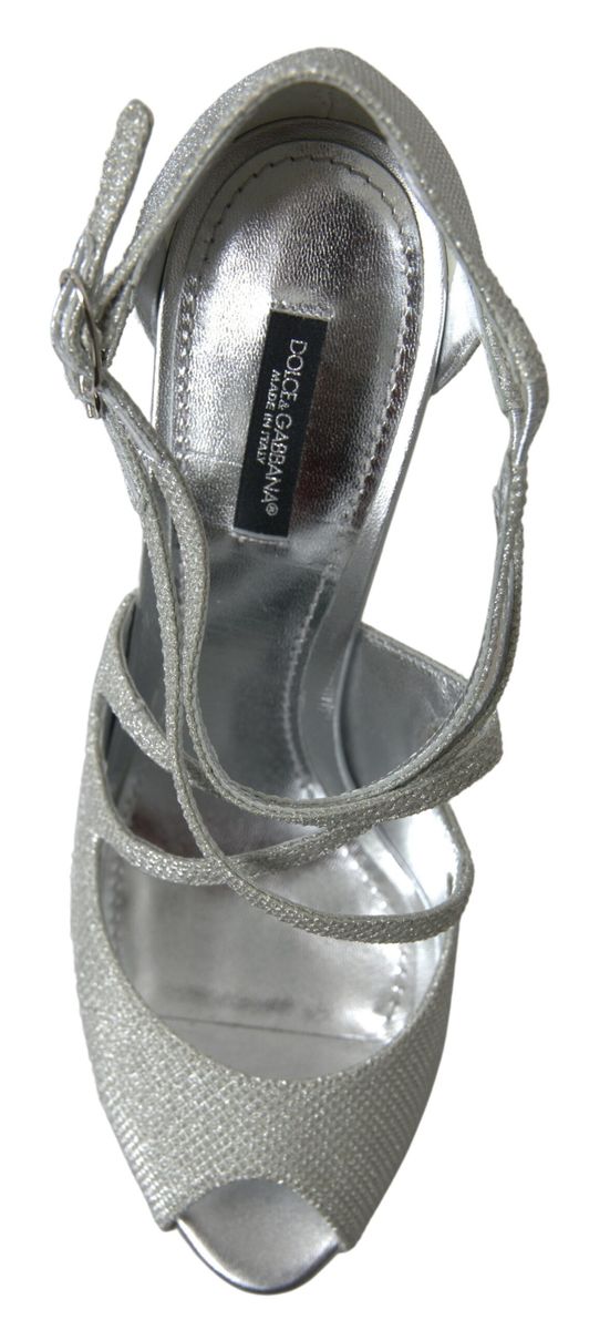 Dolce & Gabbana Silver Shimmers Sandals Heel Pumps Shoes - HBPS Beauty & Fashion