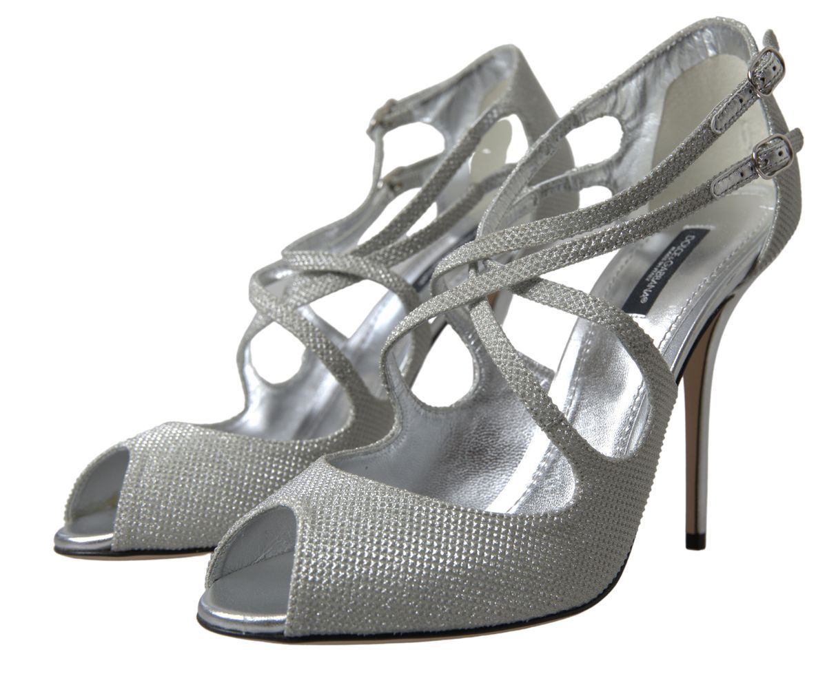 Dolce & Gabbana Silver Shimmers Sandals Heel Pumps Shoes - HBPS Beauty & Fashion