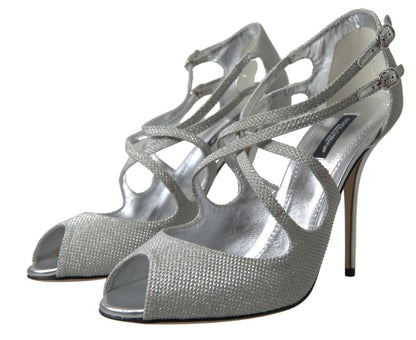 Dolce & Gabbana Silver Shimmers Sandals Heel Pumps Shoes - HBPS Beauty & Fashion