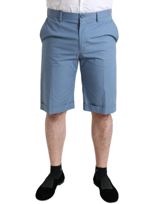 Dolce & Gabbana Sky Blue Cotton Folded Hem Men Bermuda Shorts - HBPS Beauty & Fashion