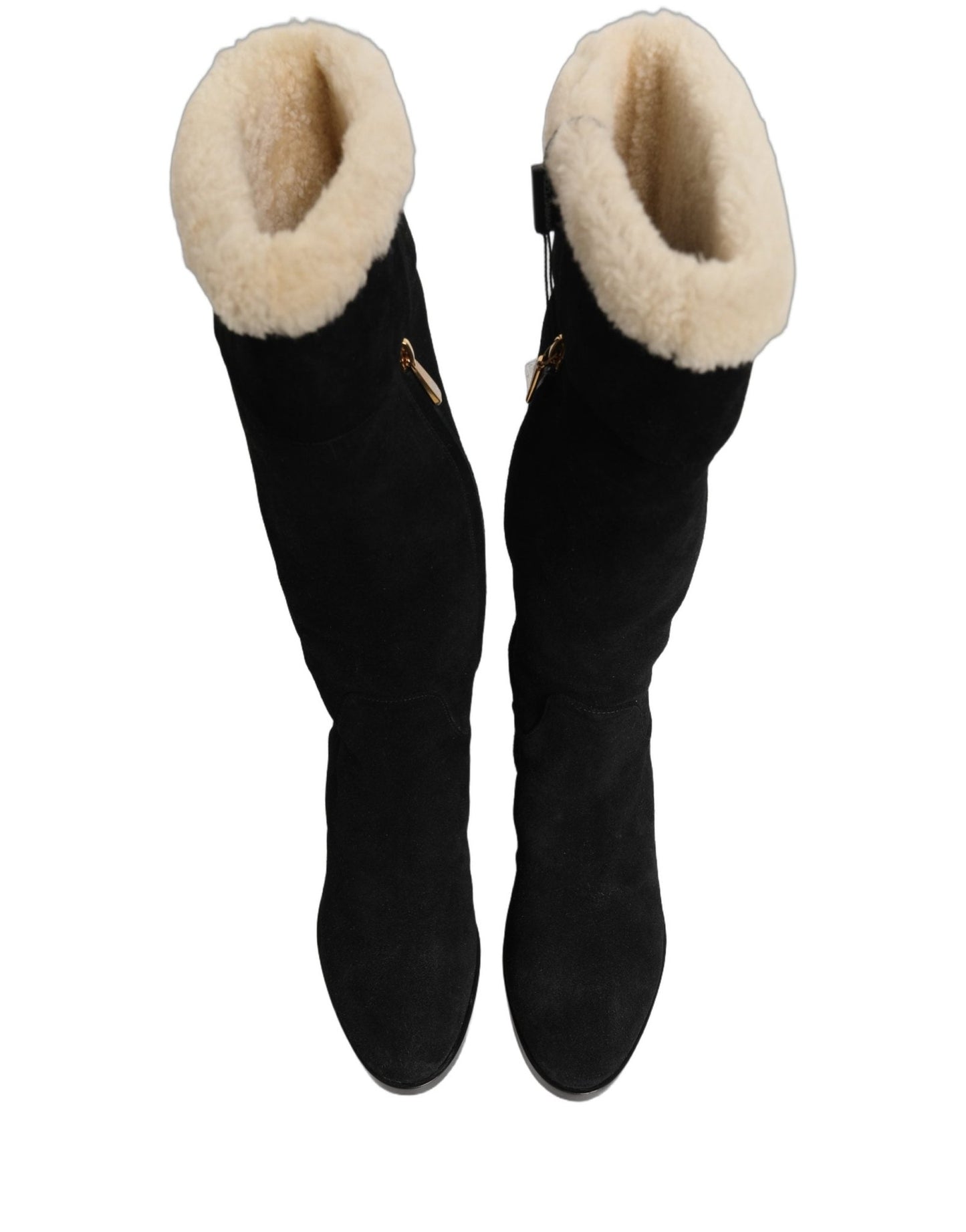 Dolce & Gabbana Suede Leather Knee High Boots Black - HBPS Beauty & Fashion