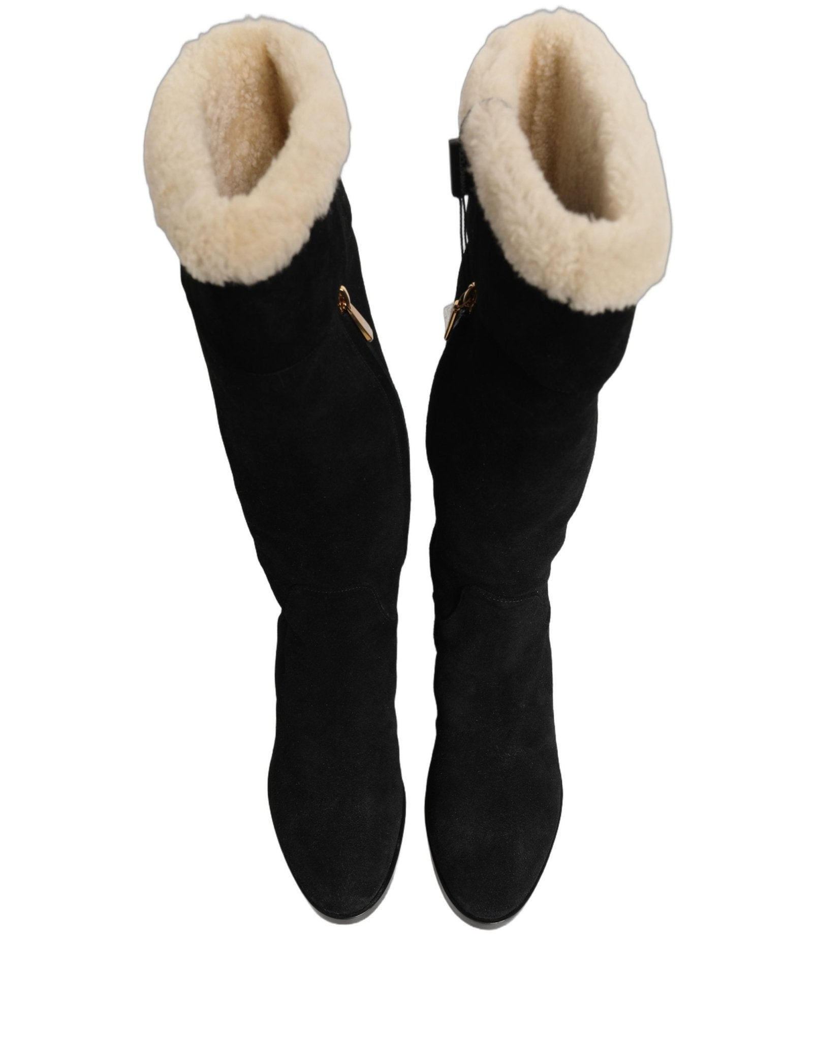 Dolce & Gabbana Suede Leather Knee High Boots Black - HBPS Beauty & Fashion