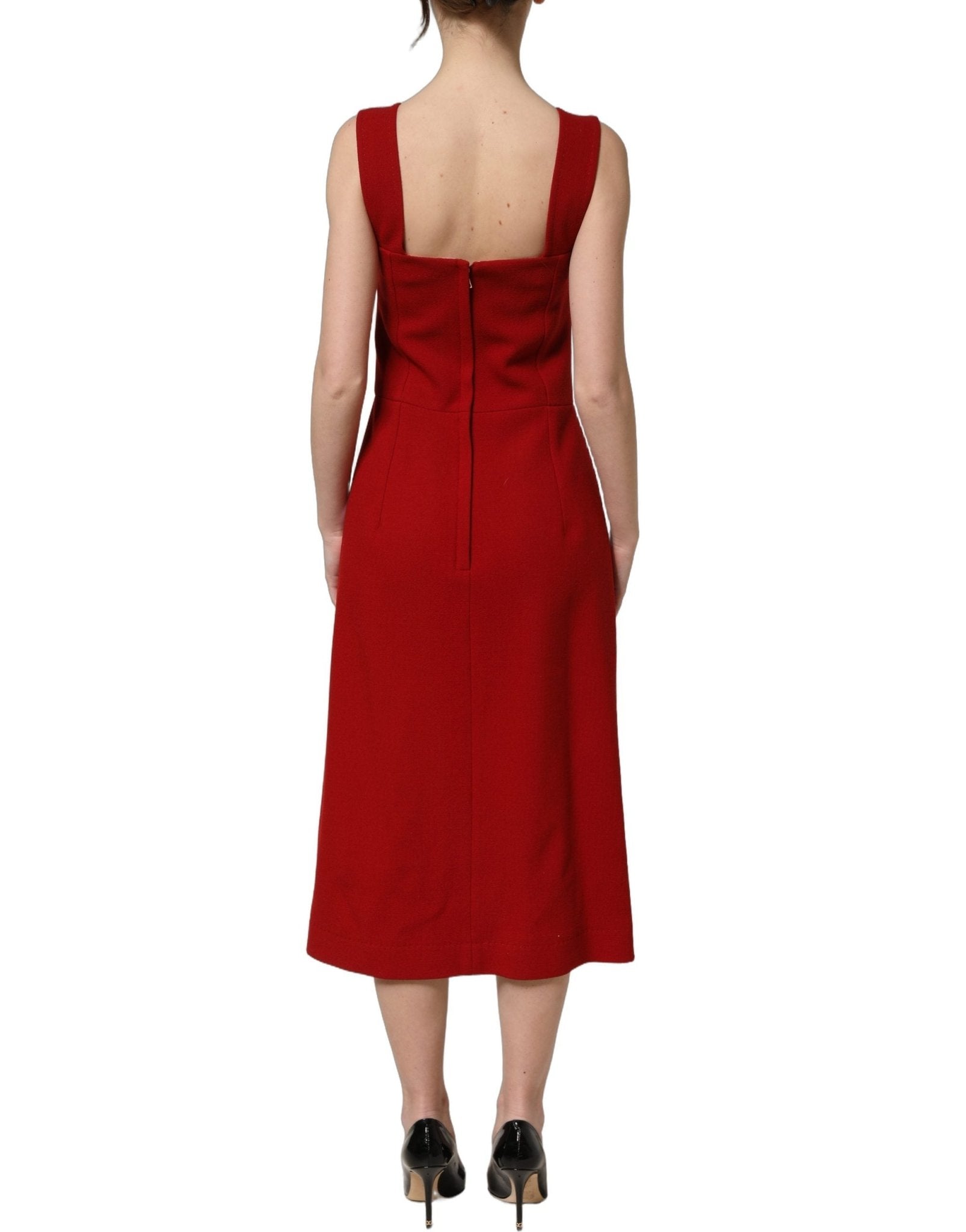 Dolce & Gabbana Two Tone Pink Wool Sleeveless Midi Dress - HBPS Beauty & Fashion