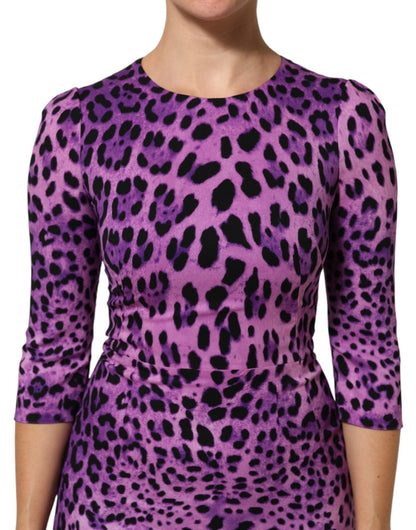 Dolce & Gabbana Violet Leopard Sheath Bodycon Mini Dress - HBPS Beauty & Fashion