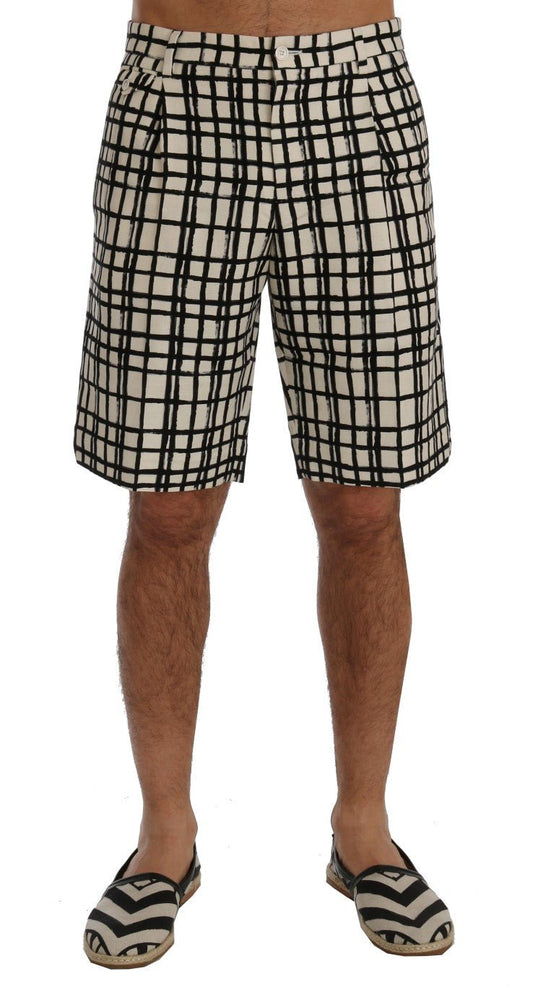 Dolce & Gabbana White Black Striped Casual Shorts - HBPS Beauty & Fashion