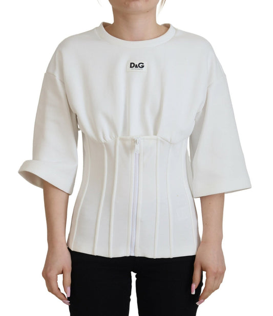 Dolce & Gabbana White Corset Stretch Cotton Top T-shirt - HBPS Beauty & Fashion