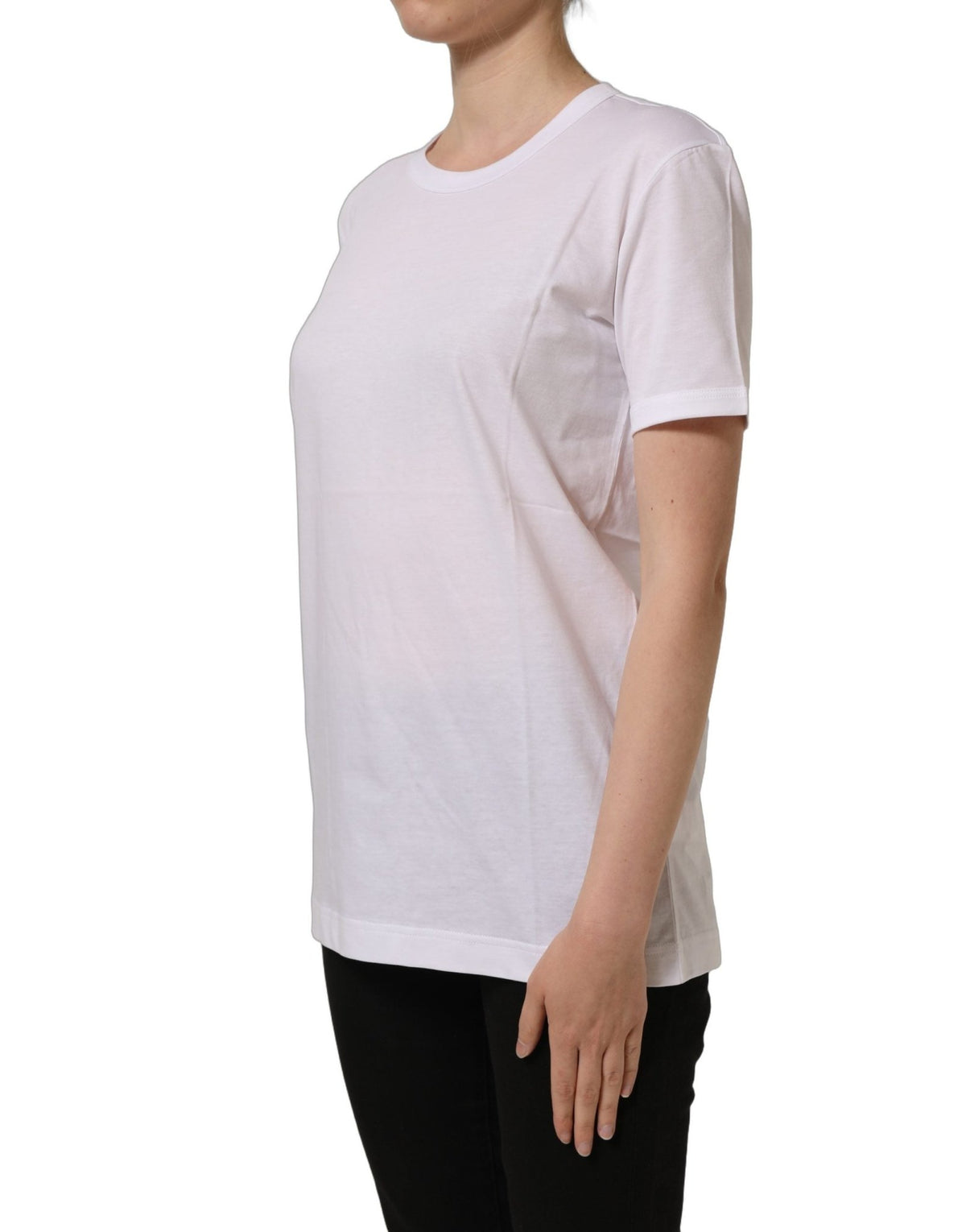 Dolce & Gabbana White Cotton Crew Neck Short Sleeves T-shirt - HBPS Beauty & Fashion