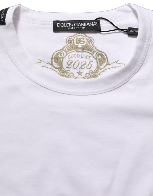 Dolce & Gabbana White Cotton Crew Neck Short Sleeves T-shirt - HBPS Beauty & Fashion