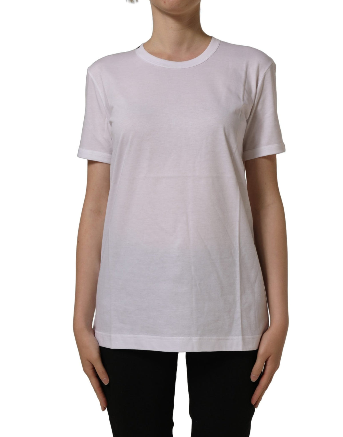 Dolce & Gabbana White Cotton Crew Neck Short Sleeves T-shirt - HBPS Beauty & Fashion