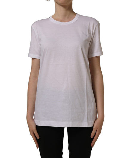 Dolce & Gabbana White Cotton Crew Neck Short Sleeves T-shirt - HBPS Beauty & Fashion