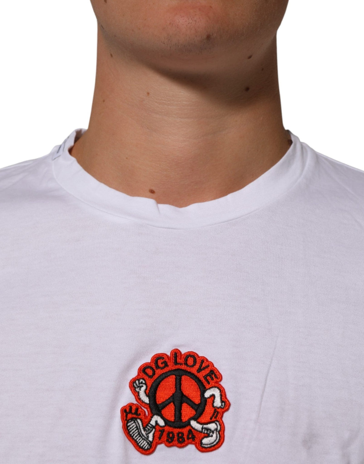 Dolce & Gabbana White Cotton DG Love Patch Crew Neck T-shirt - HBPS Beauty & Fashion