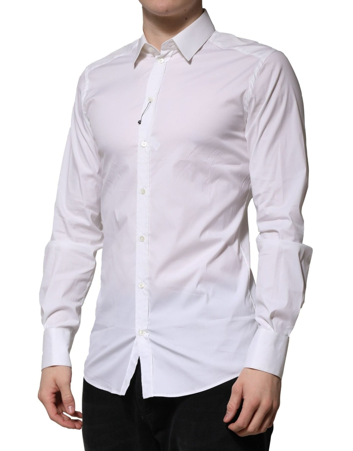 Dolce & Gabbana White Cotton GOLD Long Sleeves Formal Shirt - HBPS Beauty & Fashion