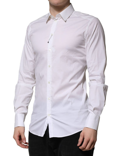 Dolce & Gabbana White Cotton GOLD Long Sleeves Formal Shirt - HBPS Beauty & Fashion