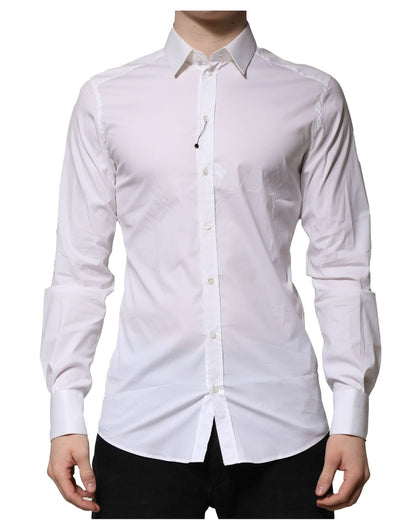 Dolce & Gabbana White Cotton GOLD Long Sleeves Formal Shirt - HBPS Beauty & Fashion