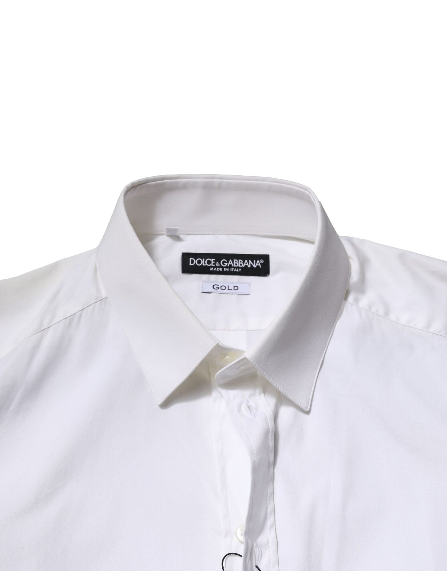 Dolce & Gabbana White Cotton GOLD Long Sleeves Formal Shirt - HBPS Beauty & Fashion