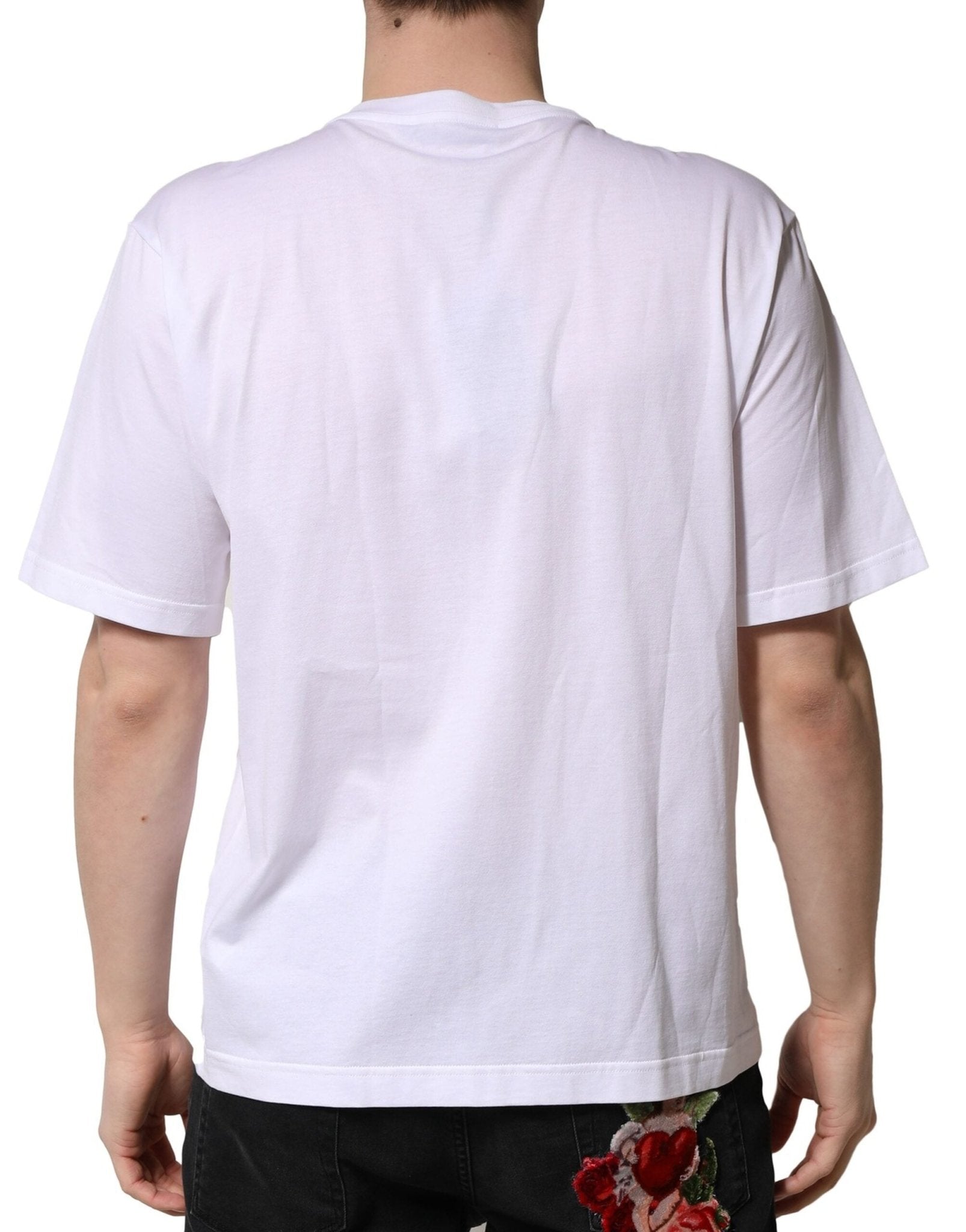 Dolce & Gabbana White Embellished Cotton Crew Neck T-shirt - HBPS Beauty & Fashion