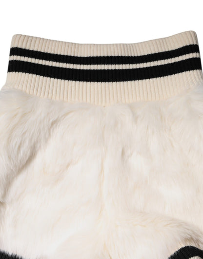 Dolce & Gabbana White Faux Fur High Waisted Hot Pants Short - HBPS Beauty & Fashion