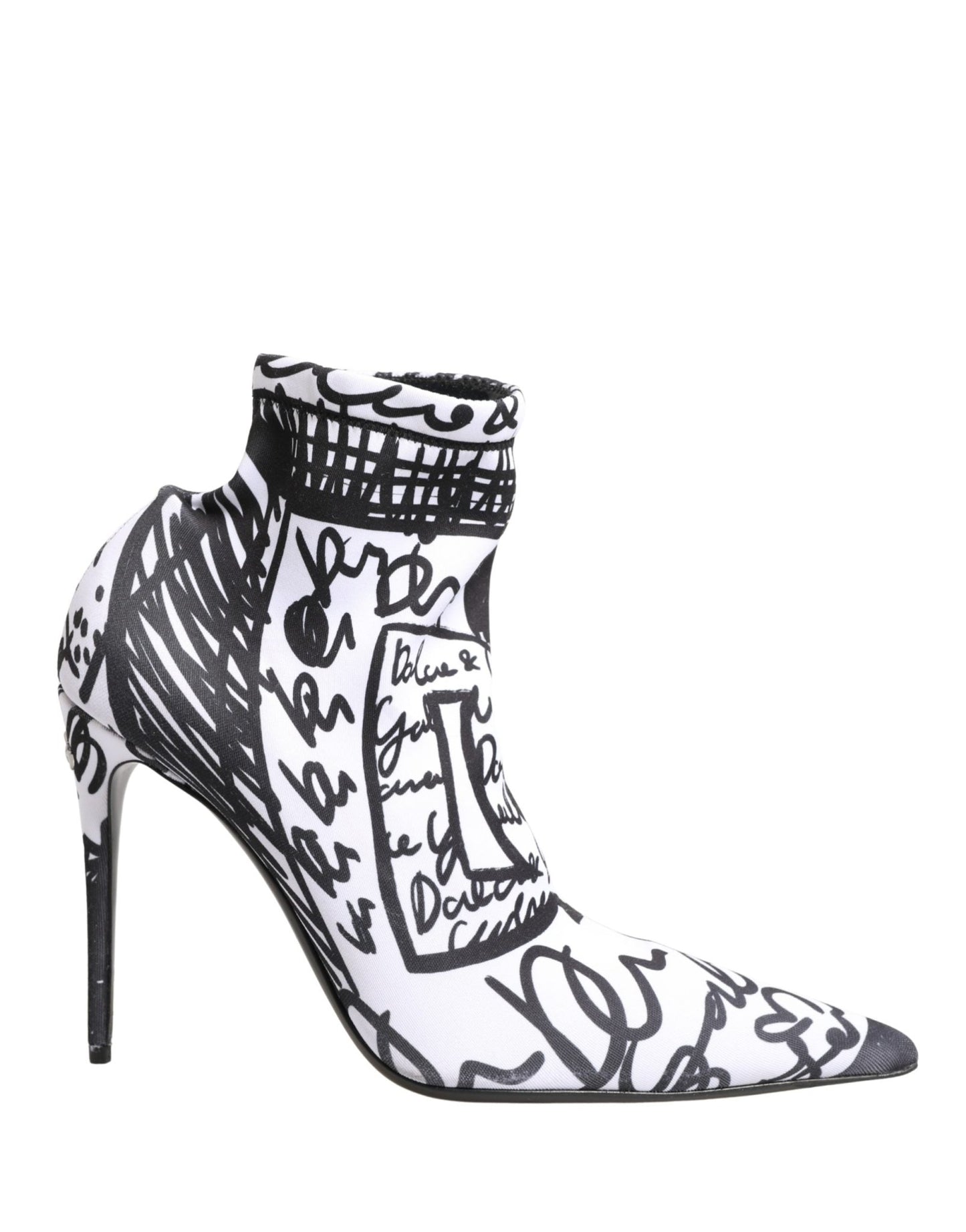 Dolce & Gabbana White Graffiti Stretch Ankle Boots Shoes - HBPS Beauty & Fashion